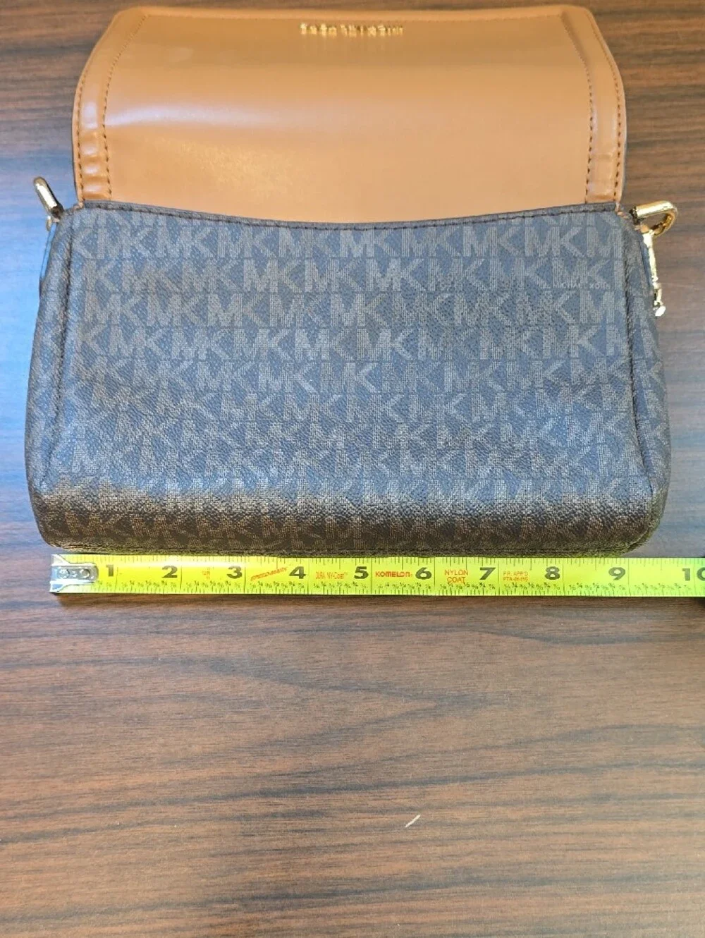MICHAEL KORS Tan and Brown Logo-Print Chain Crossbody Bag - Picture 4 of 9